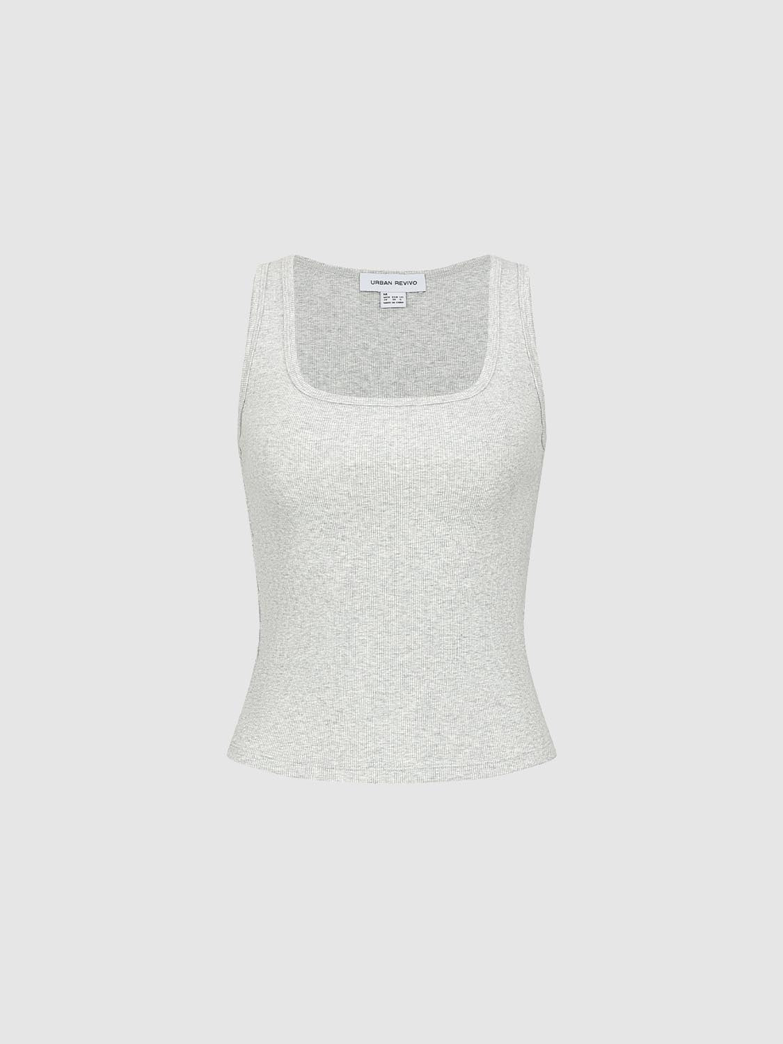 Square Neck Slim Fit Cropped Cotton Layering Tank Top
