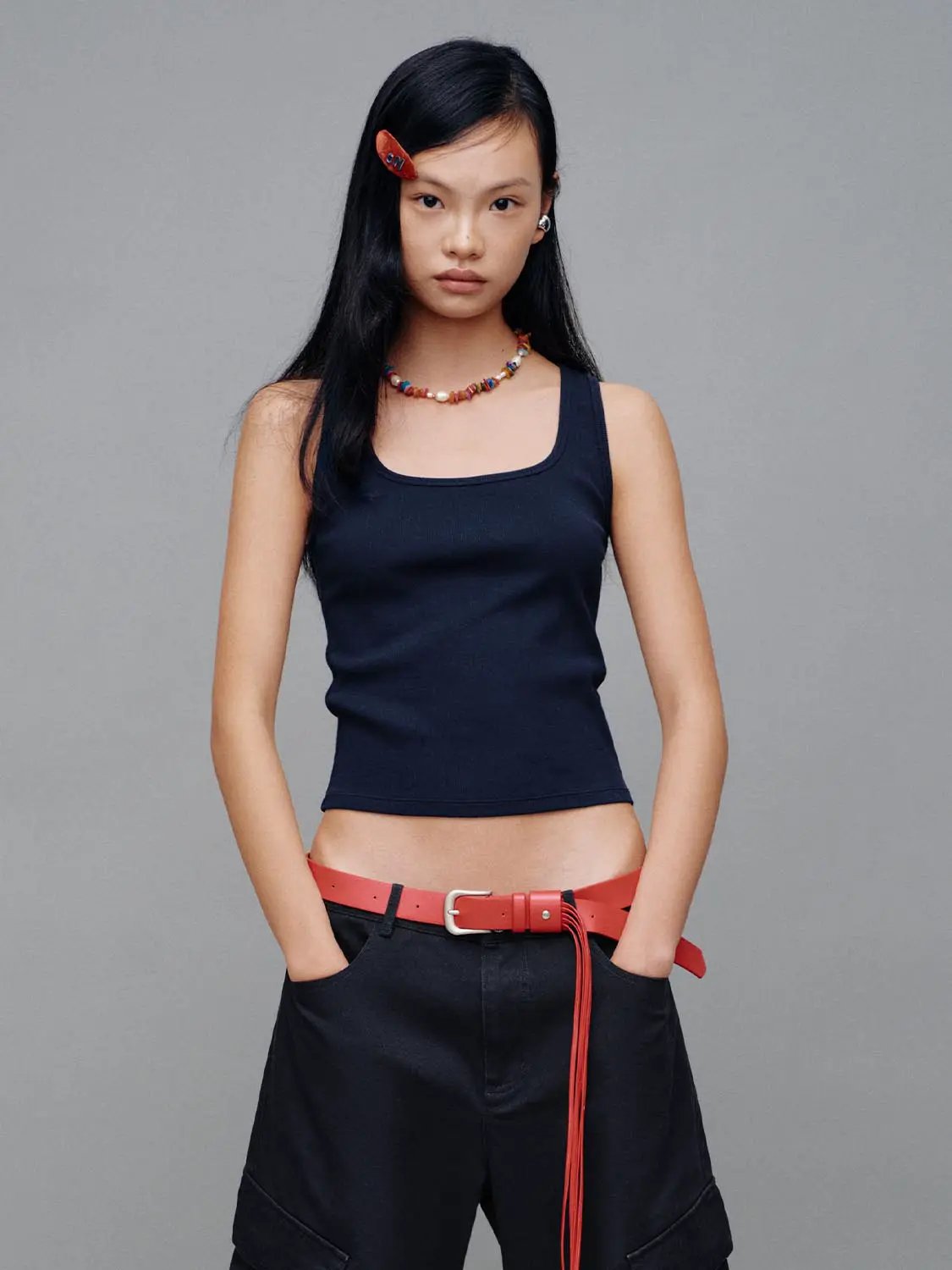 Square Neck Slim Fit Cropped Cotton Layering Tank Top