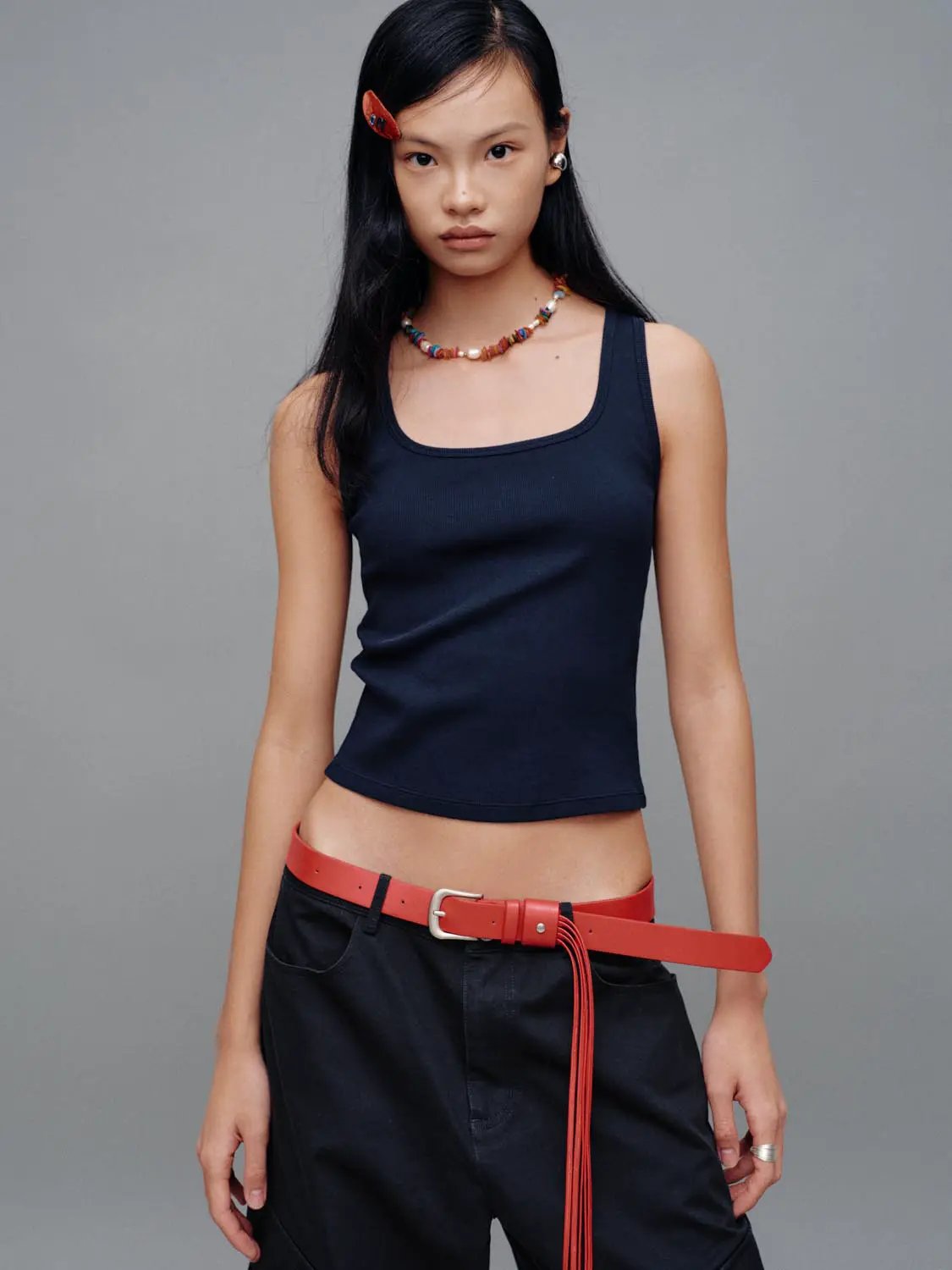 Square Neck Slim Fit Cropped Cotton Layering Tank Top