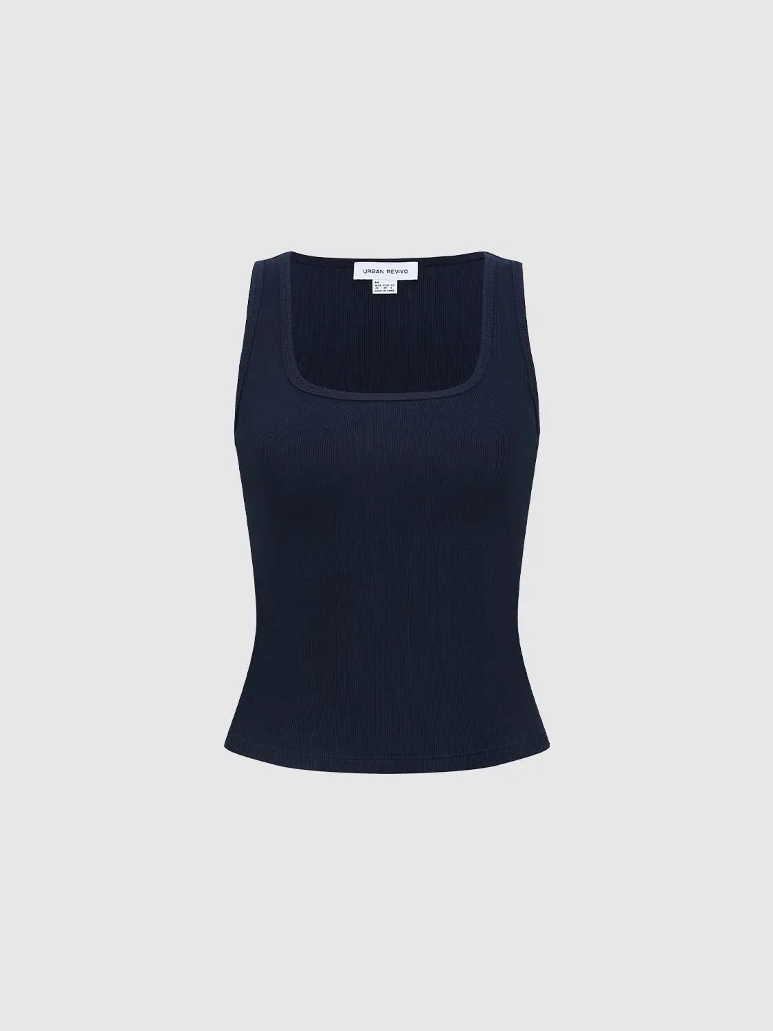 Square Neck Slim Fit Cropped Cotton Layering Tank Top