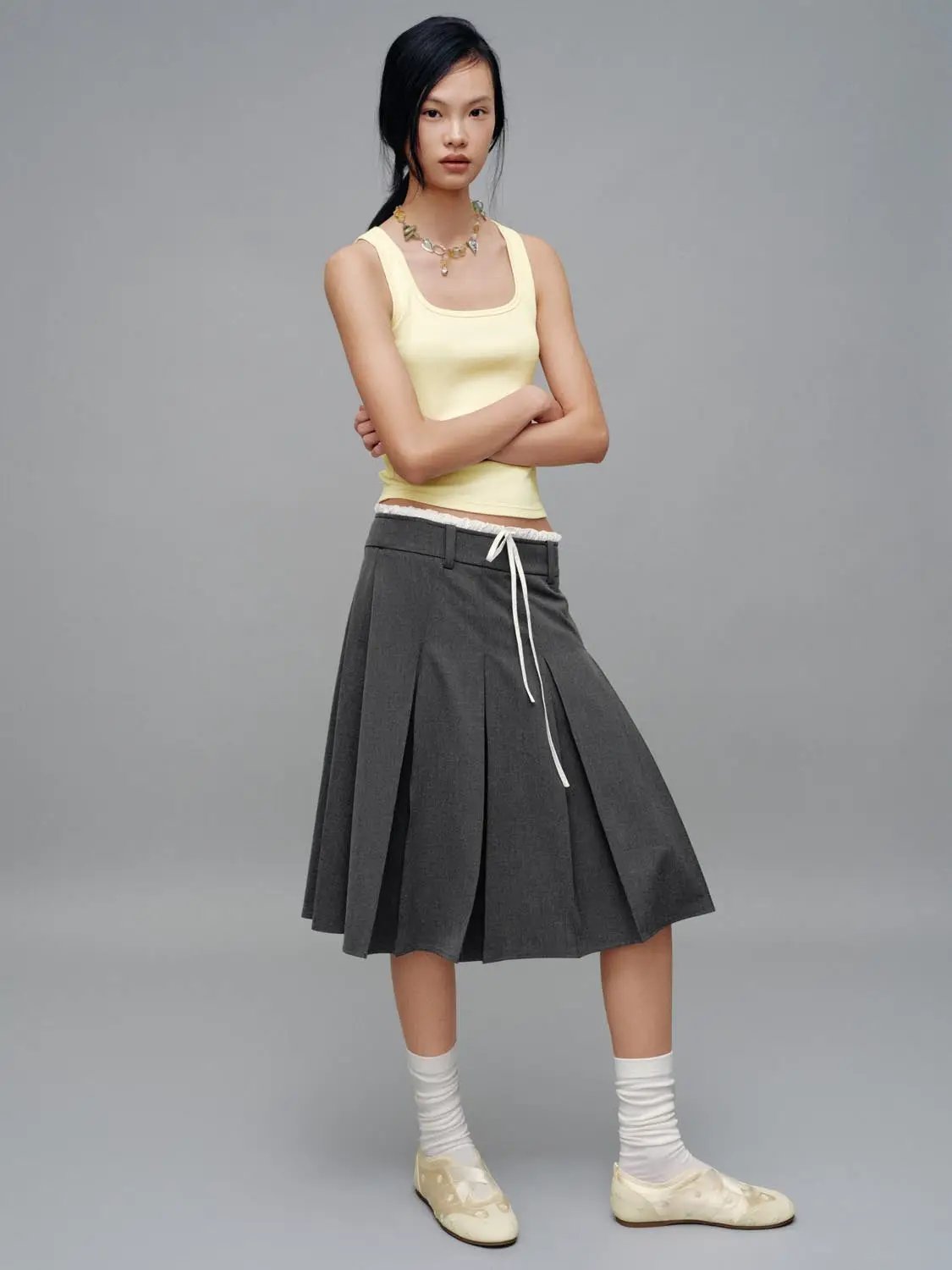Square Neck Slim Fit Cropped Cotton Layering Tank Top