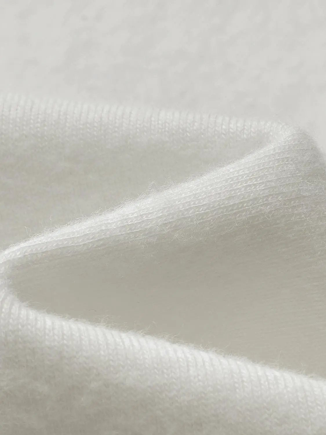 Ribbed Long Sleeve V-neck Cotton Blend T-Shirt