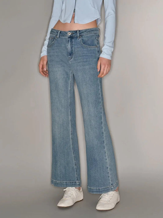 High-waisted Flared Wide-leg Light Wash Denim Jeans