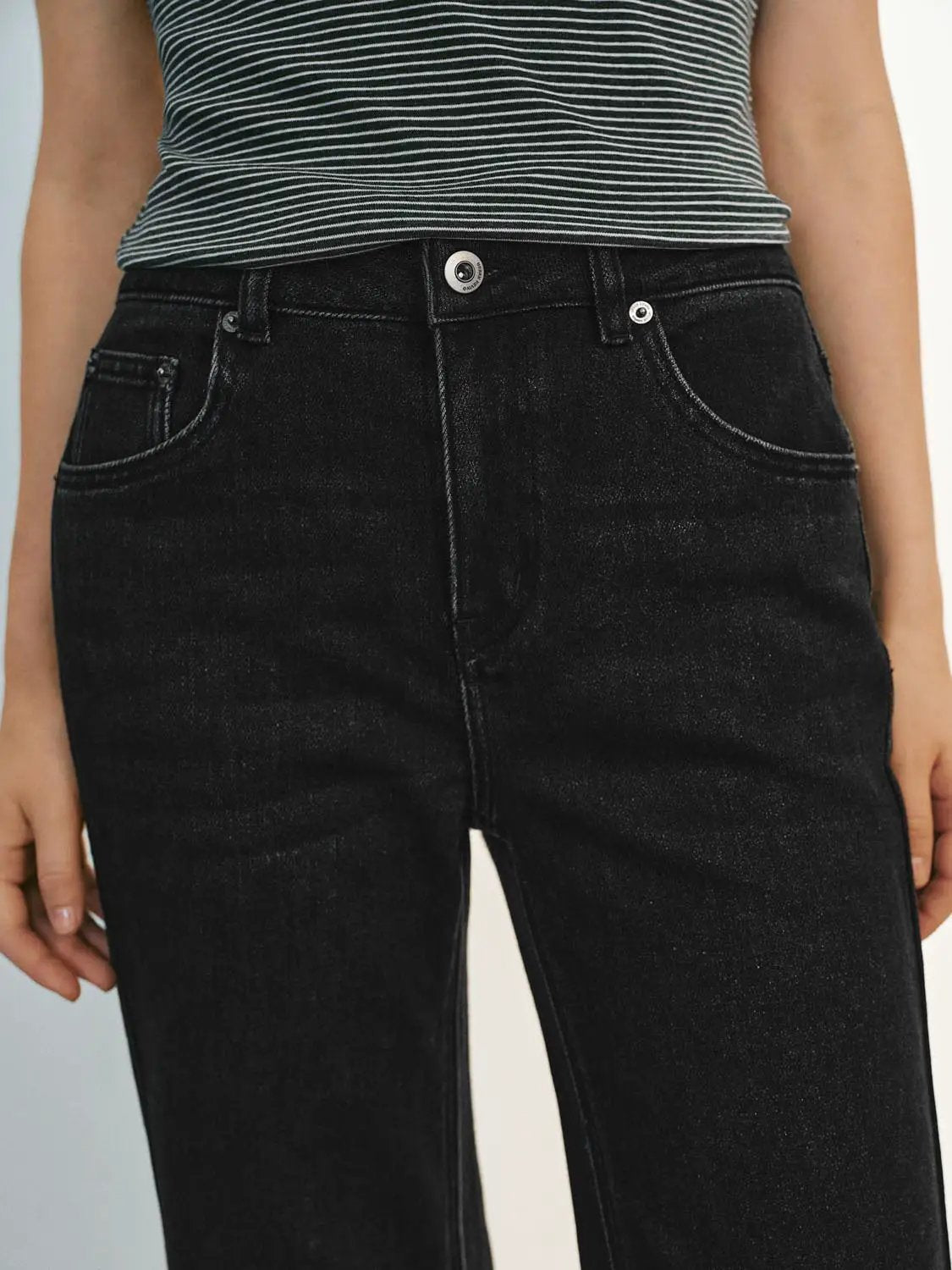 Wash High Rise Wide-Leg Cotton Blend Jeans