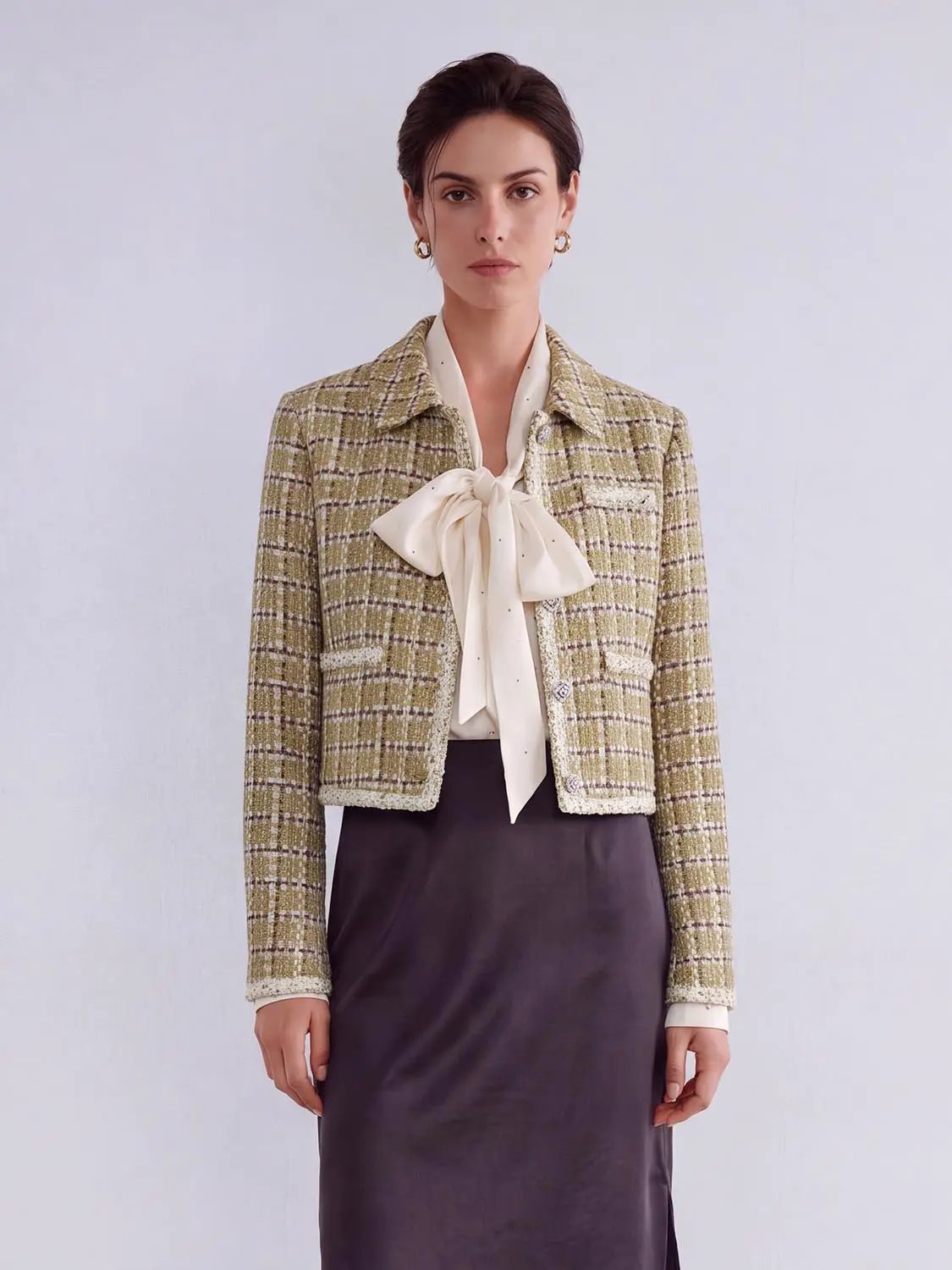 Thick Button Up Tweed Jacket