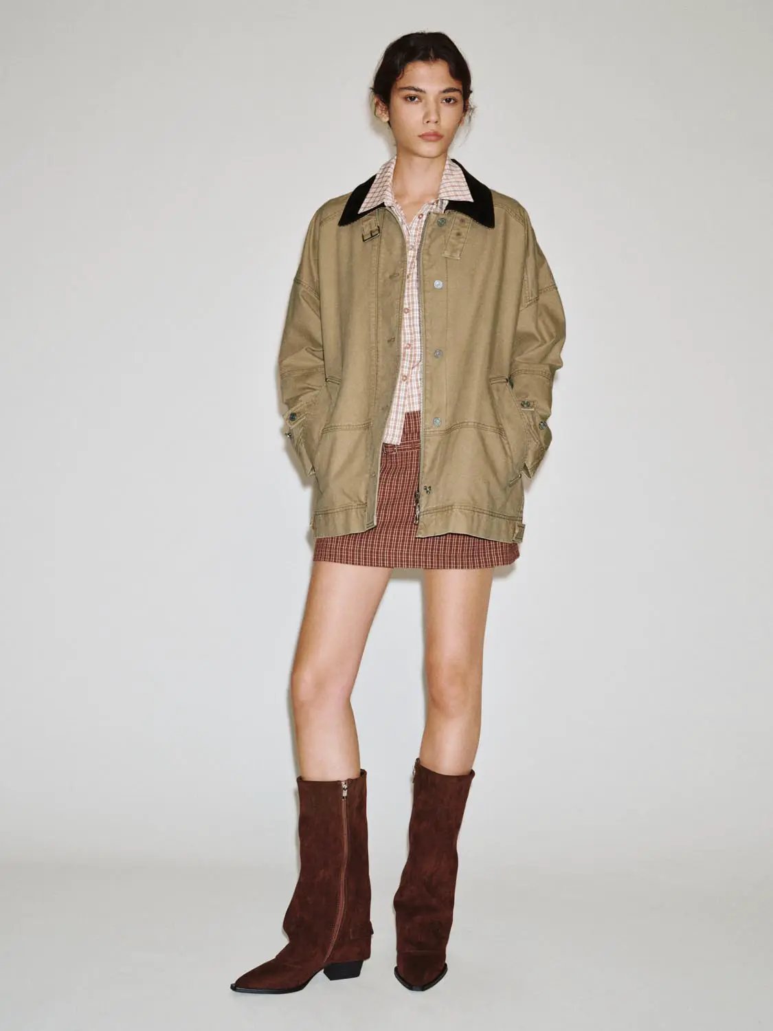 Button Front Oversized Long Sleeve Cotton Jacket