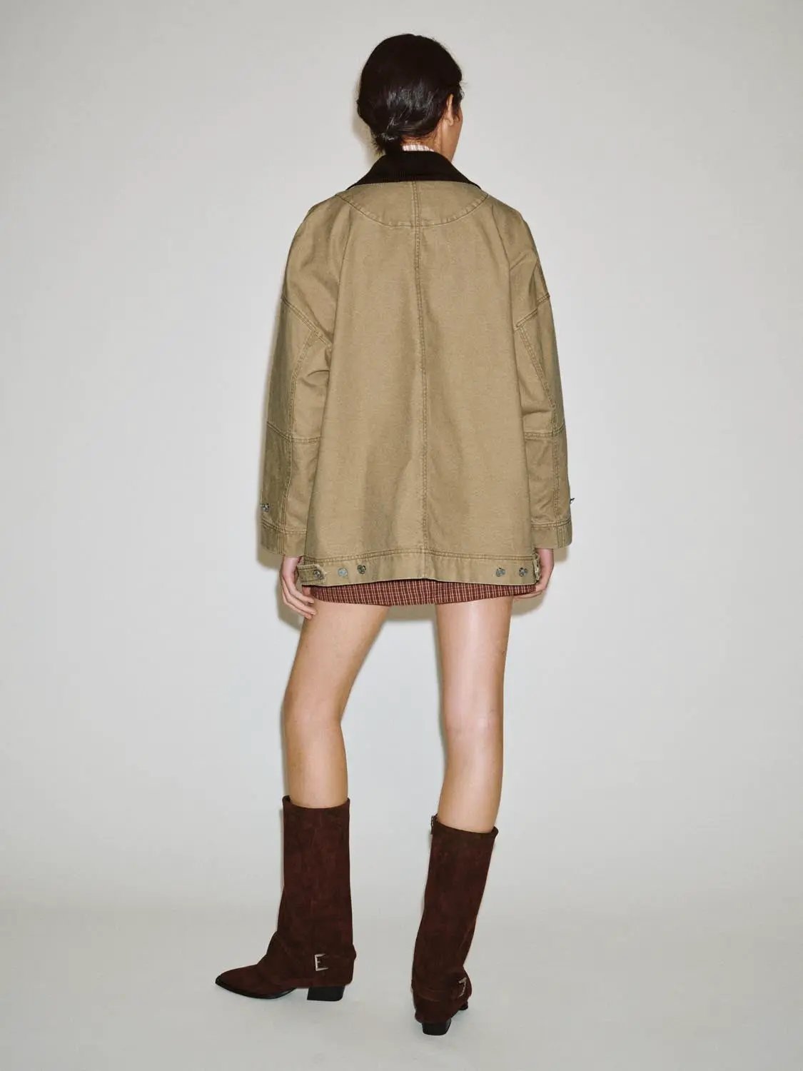 Button Front Oversized Long Sleeve Cotton Jacket