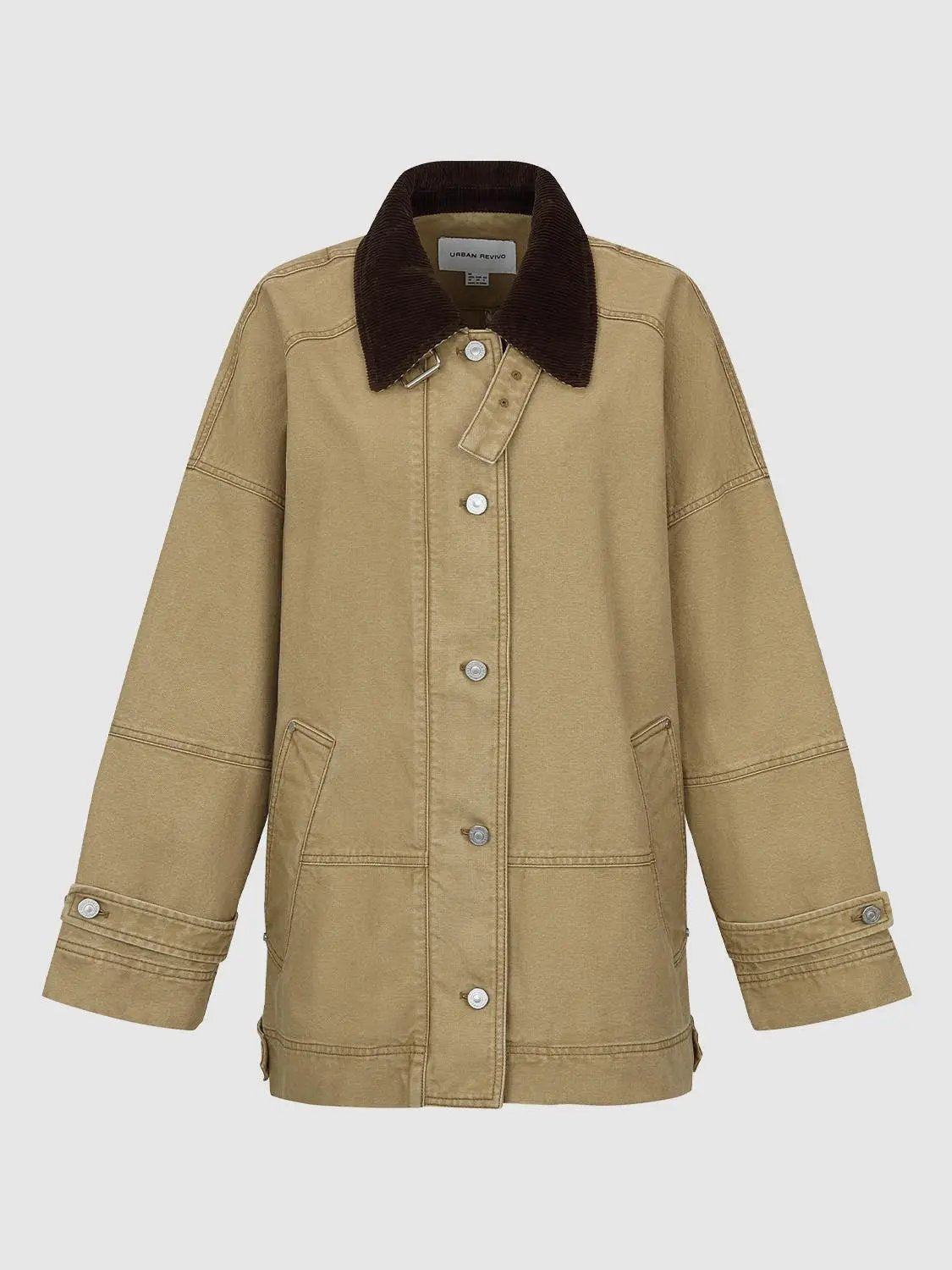 Button Front Oversized Long Sleeve Cotton Jacket