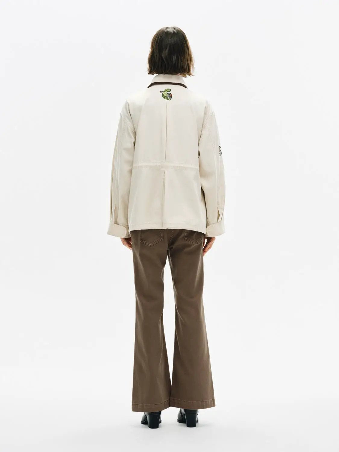 Embroidered Drawstring Long Sleeve Cotton Jacket