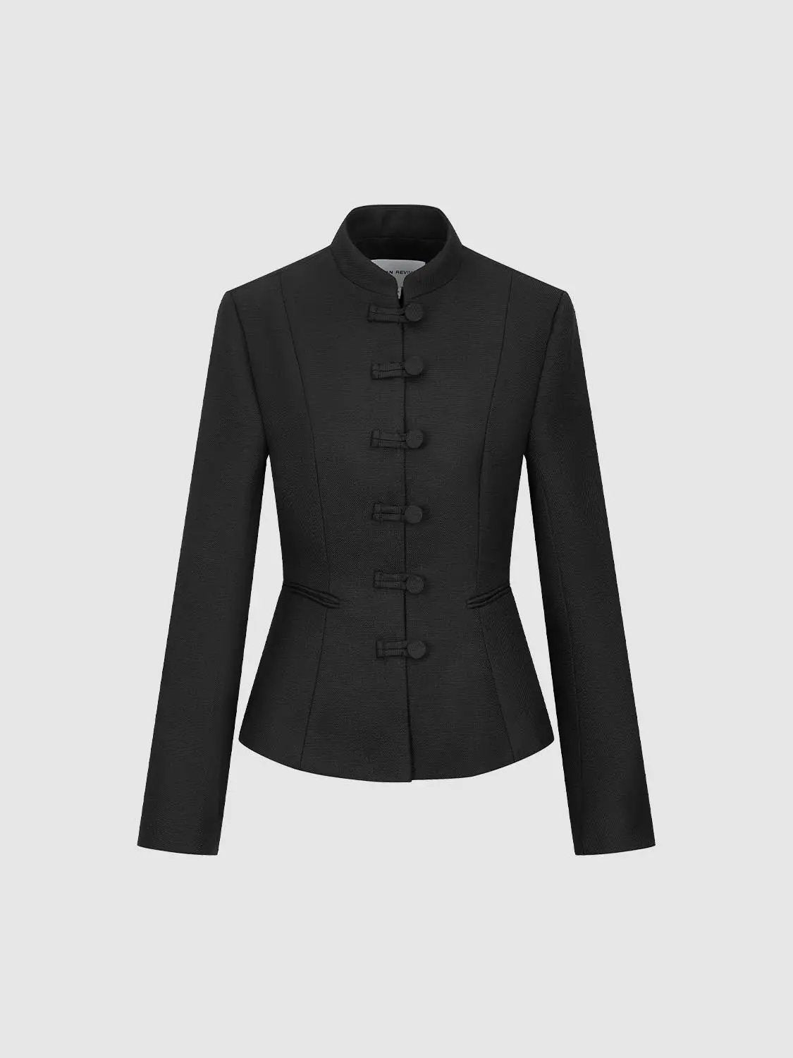Fitted Mandarin Collar Long Sleeve Jacket