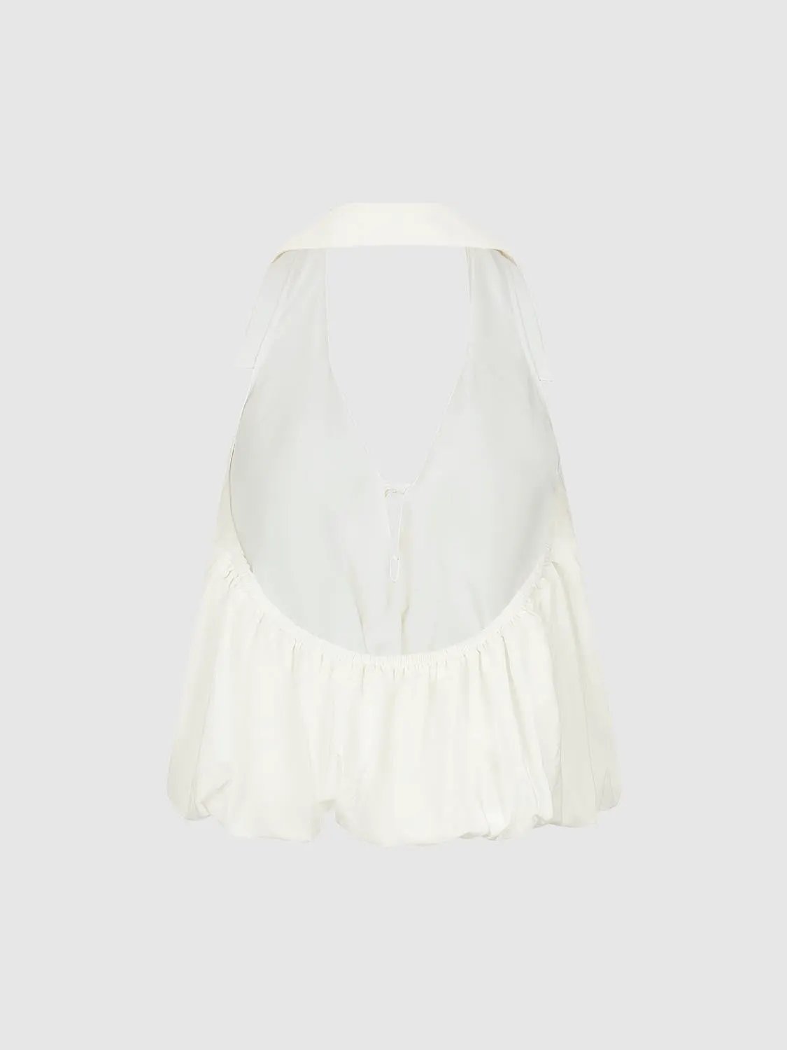 Slight Stretch Front Tie Halter Cotton Cami Top