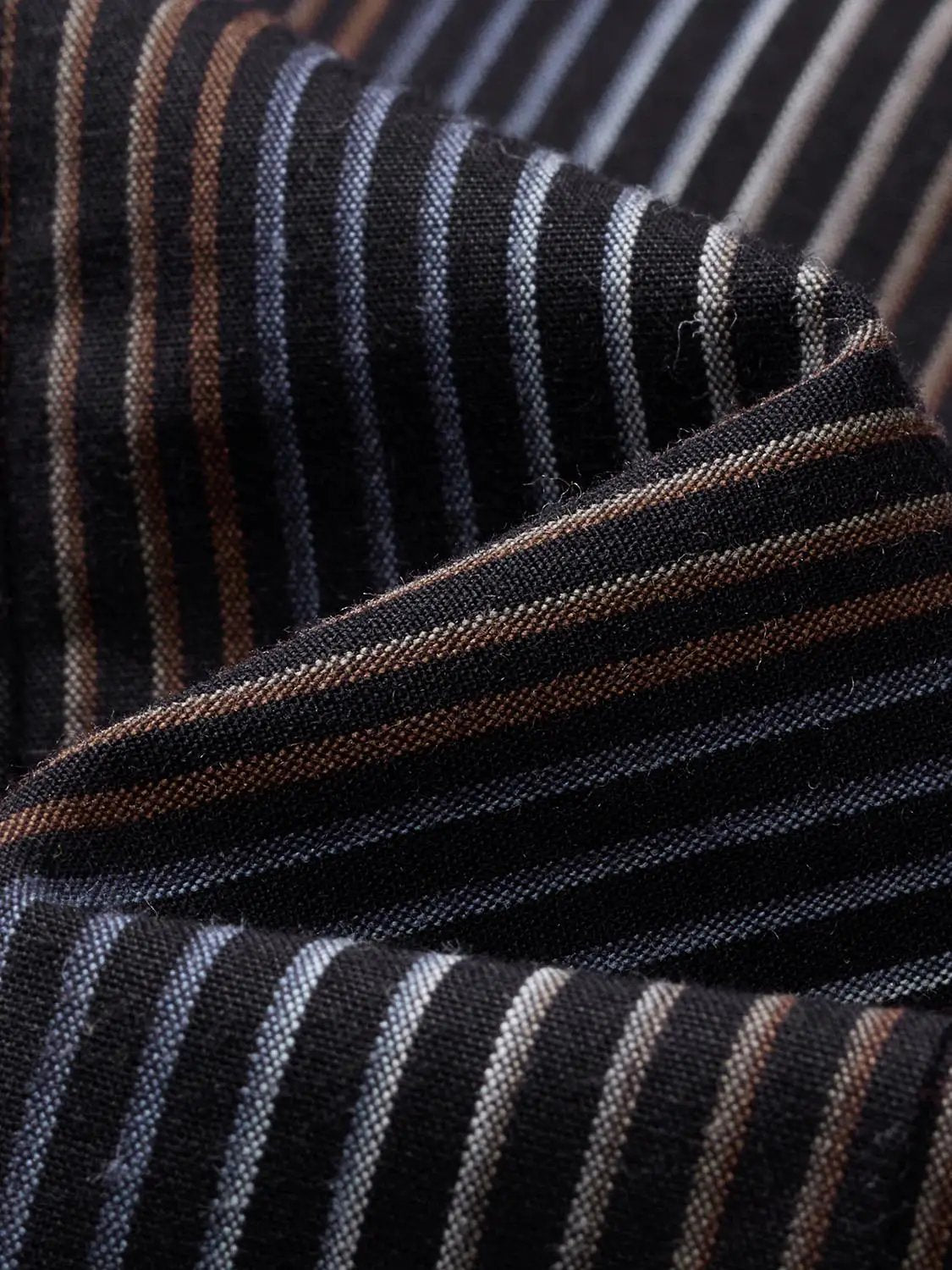 Button Front Striped Fitted Long Sleeve Cotton Blend Shirt