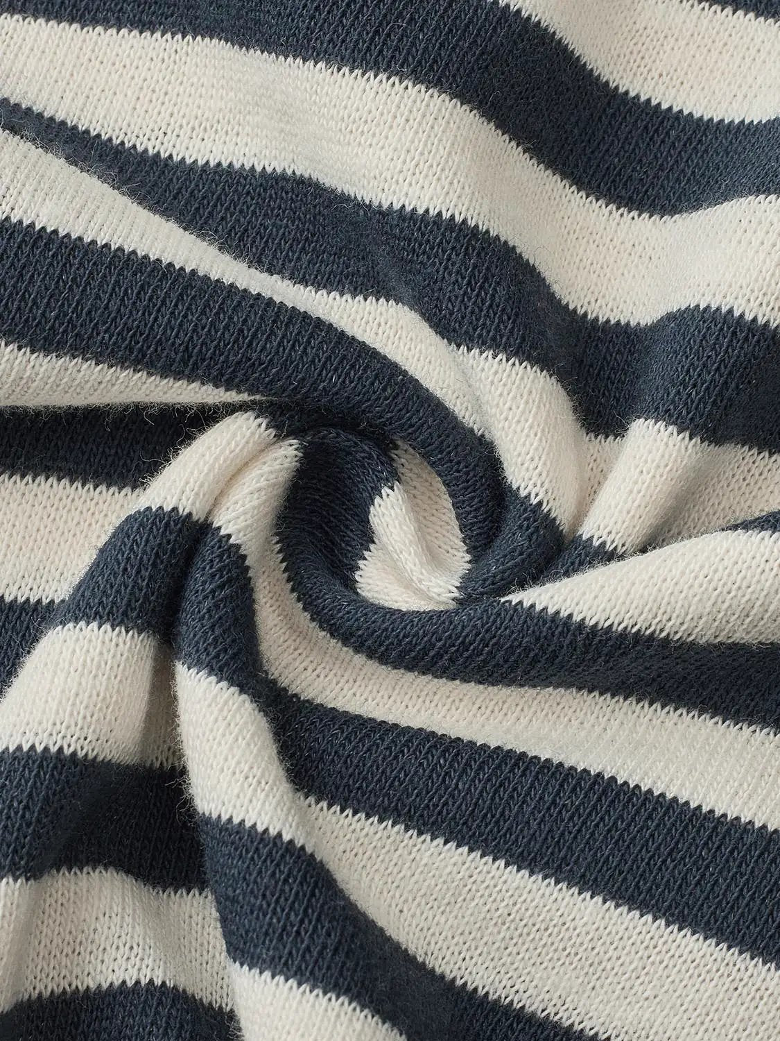 Striped Embroidered Long Sleeve Cotton T-shirt