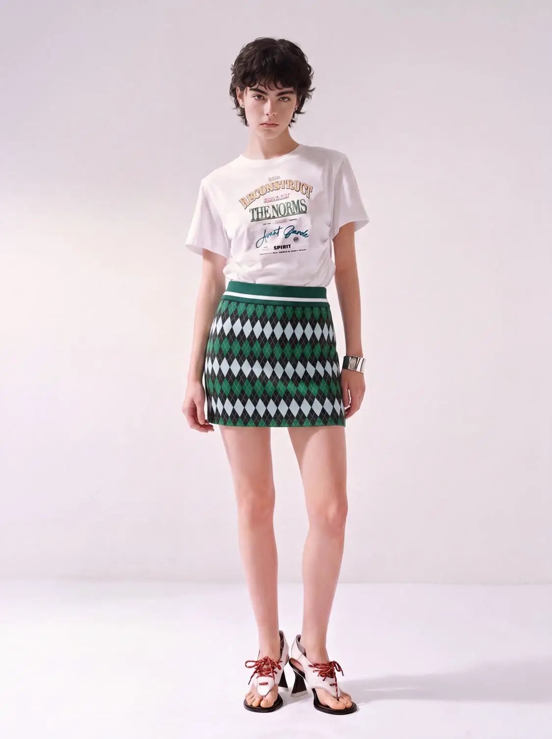 Argyle Straight Midi Skirts