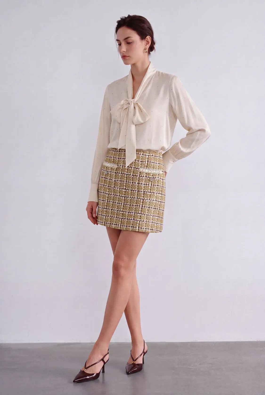 Tweed A-Line Mini Skirts