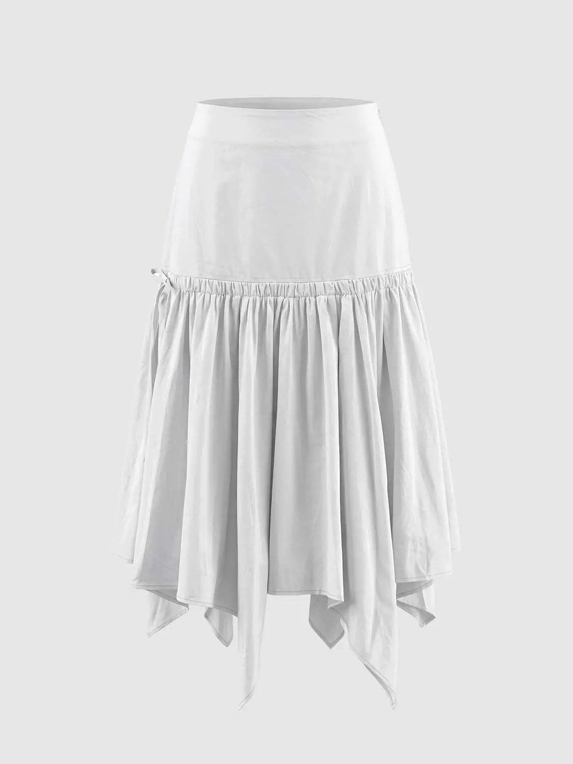 Elastic Waist Asymmetric Hem Cotton Skirt