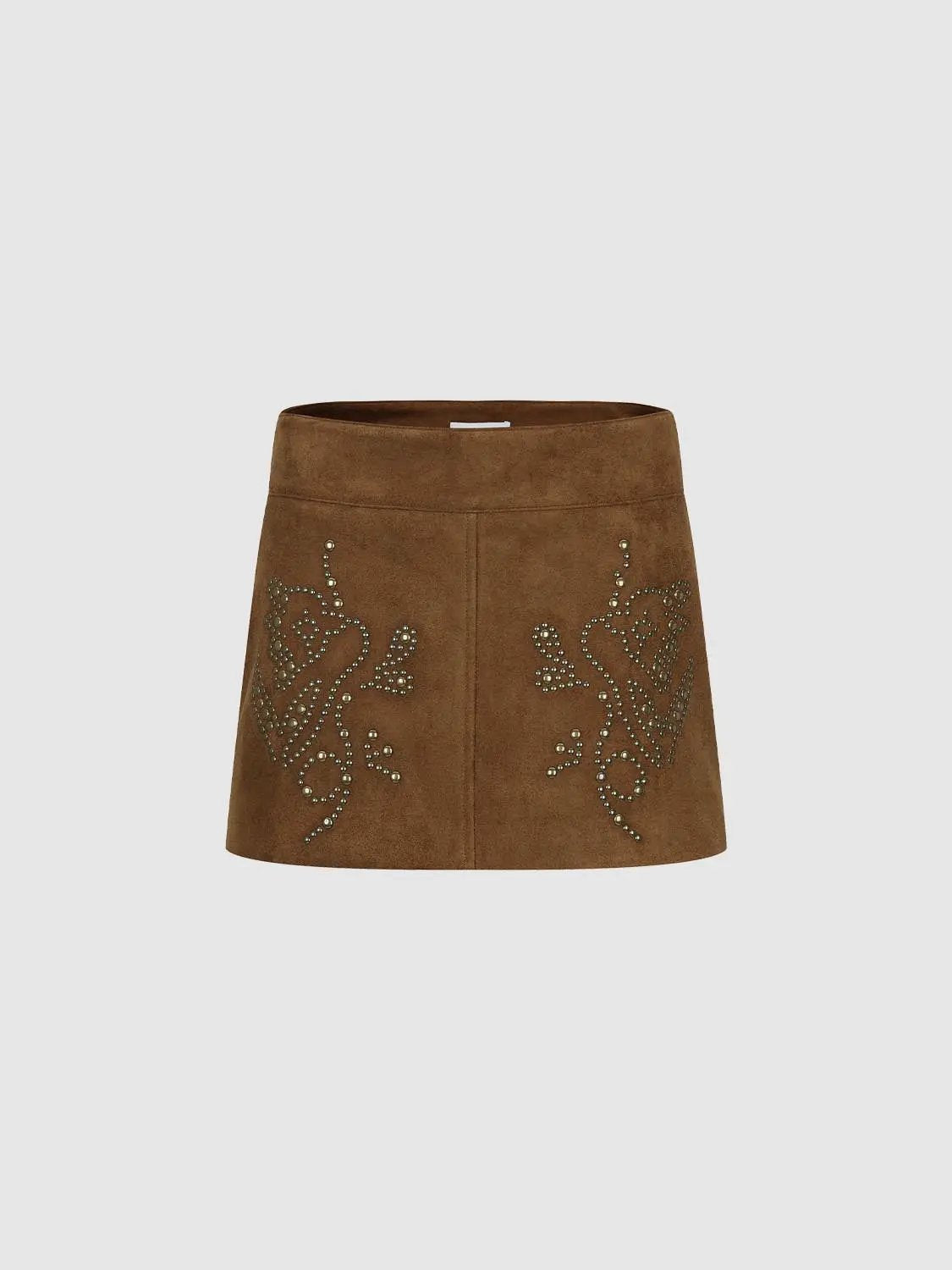 Studded Floral A-Line High-Waisted Mini Textured Skirt