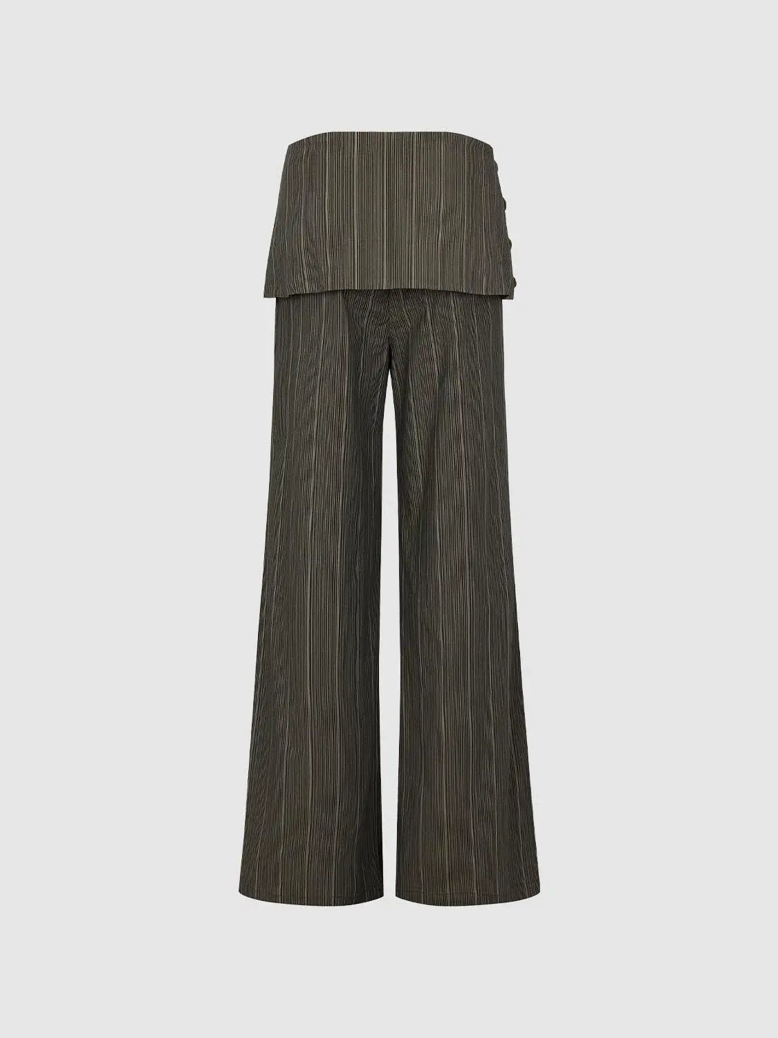 Layered Waist Panel Cotton Wide-leg Pants