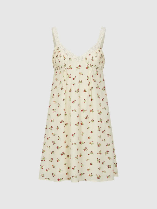 Floral Print Smocked A-Line Sleeveless Mini Dress
