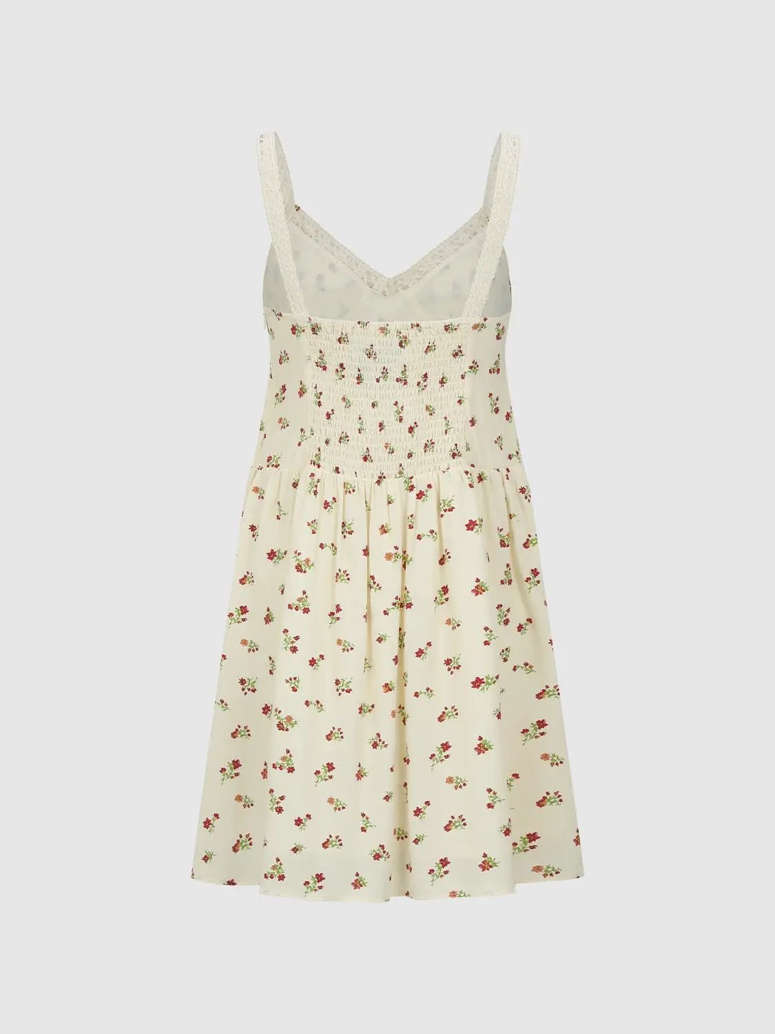 Floral Print Smocked A-Line Sleeveless Mini Dress