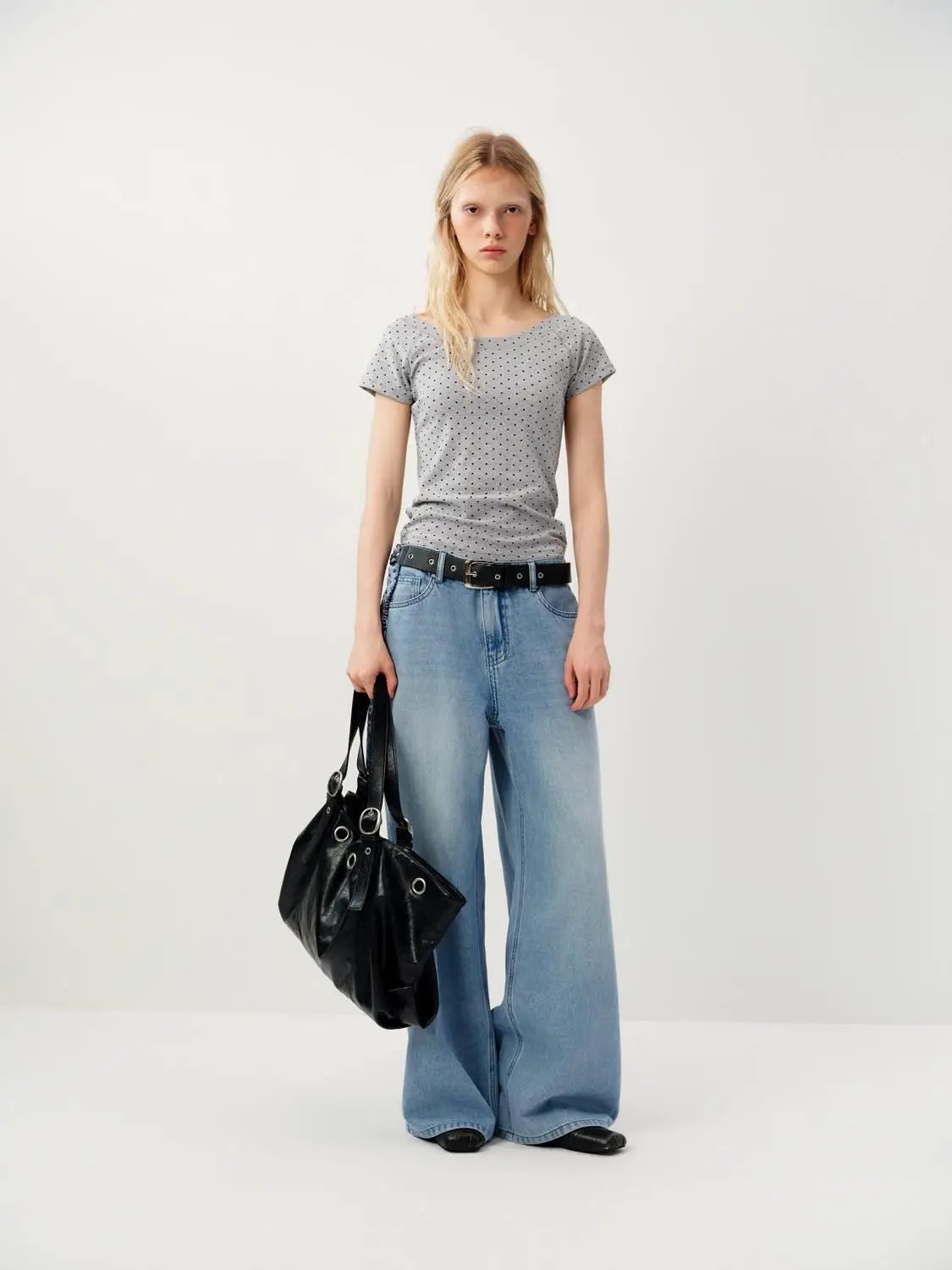 Wide-leg With Decorative Patch Detail Cotton Jeans