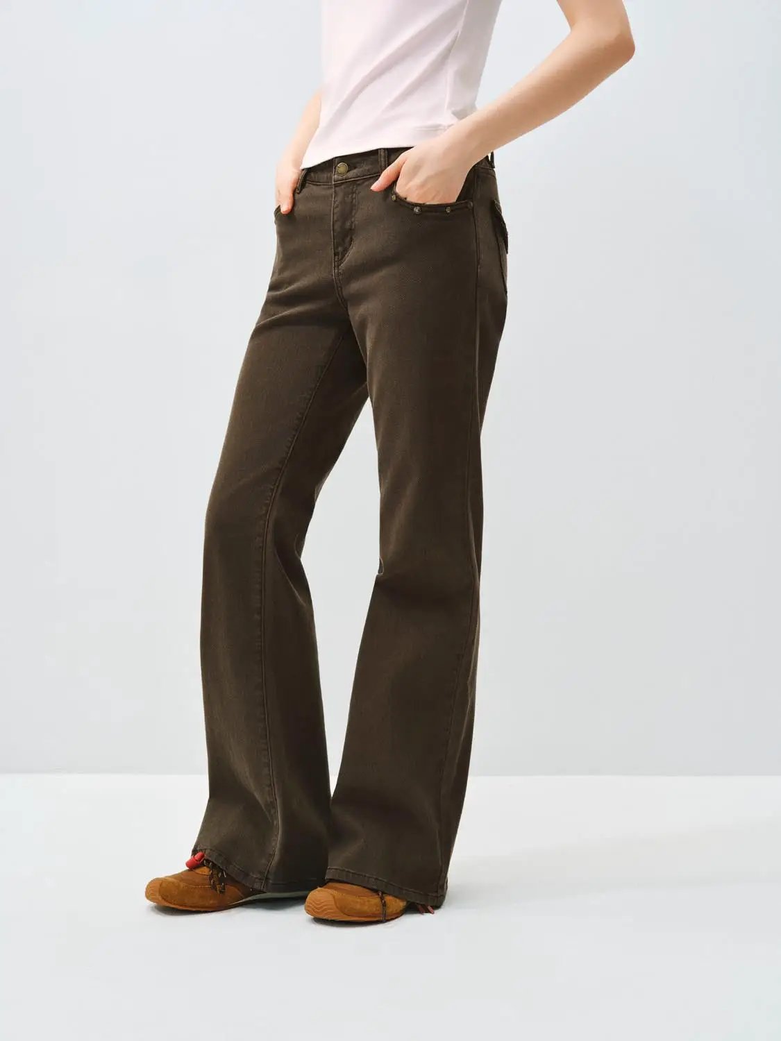 Wide-leg Flared Denim Pants