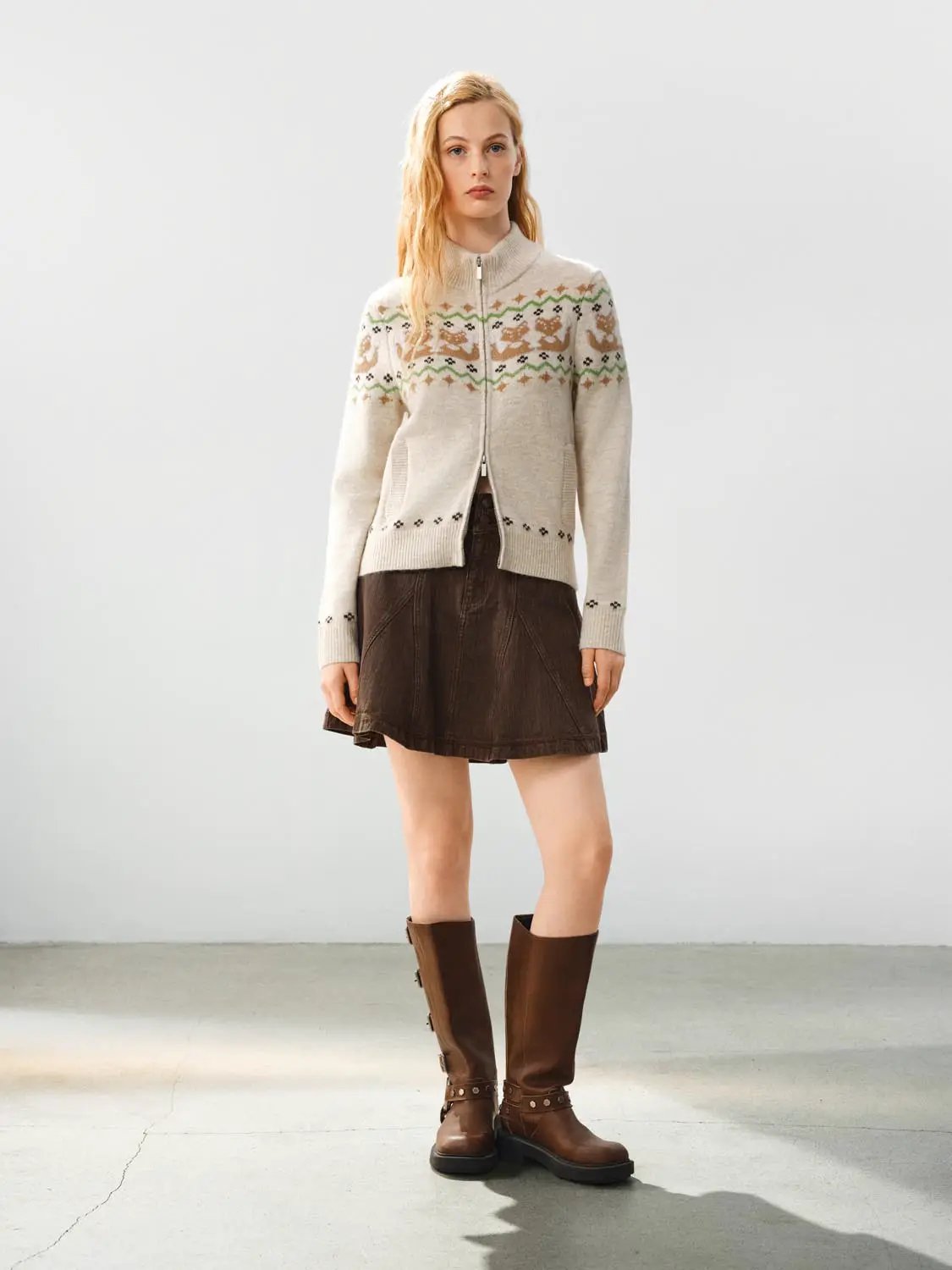 Panelled Button Front High-waisted Mini Cotton Skirt