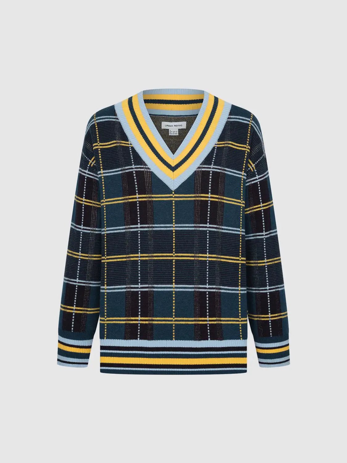 Check Long Sleeve Knitted T-Shirts