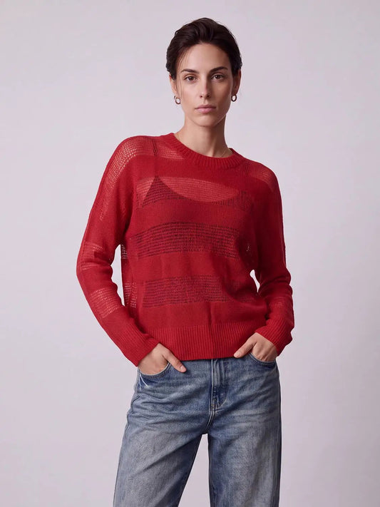 Striped Sheer Knitted T-Shirts