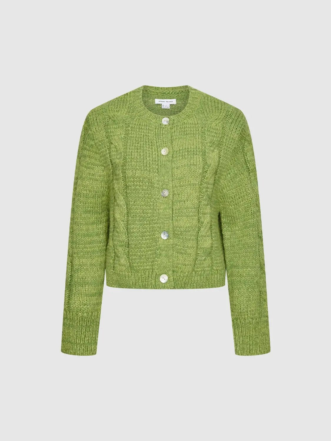 Vintage Cable Knit Single Breasted Cropped Knit Cardigan