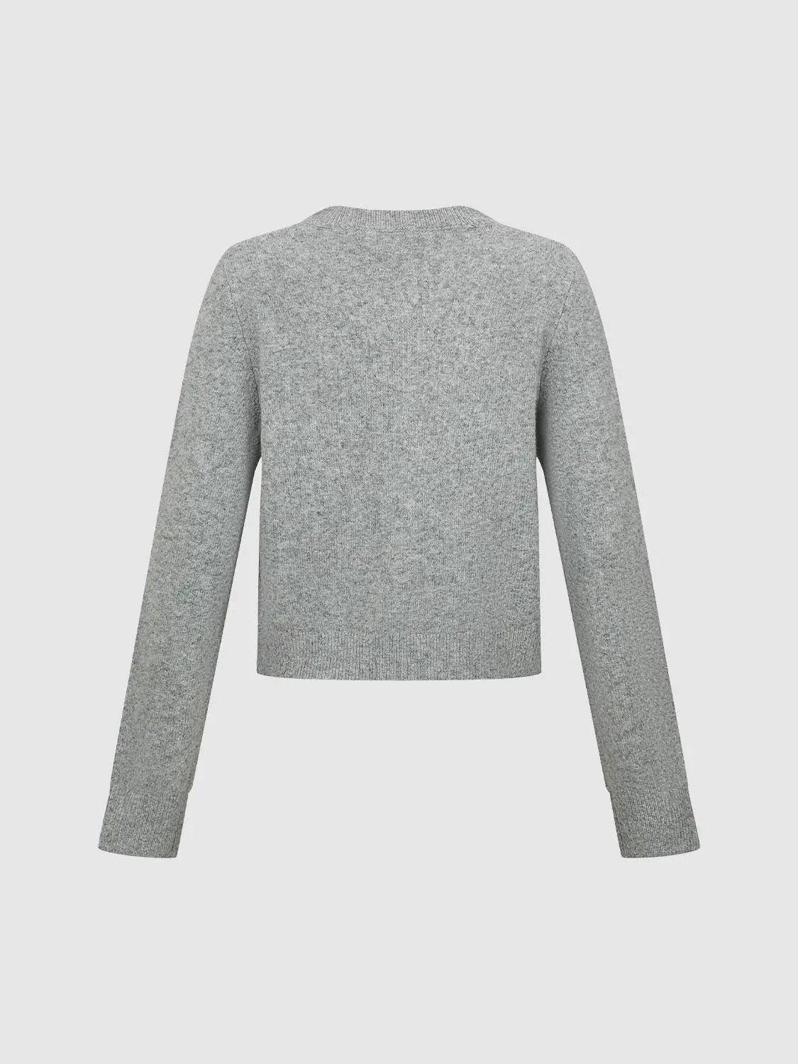 Embroidered Crew Neck Long Sleeve Cardigan