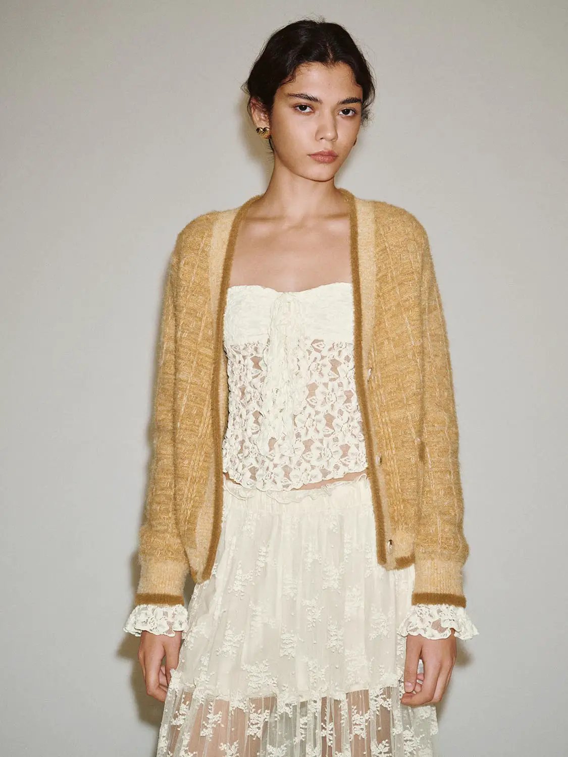 Multicolor Textured Long Sleeve Knit Cardigan