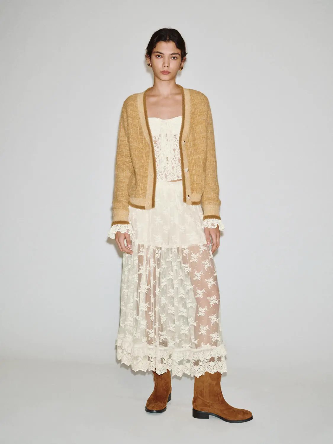 Multicolor Textured Long Sleeve Knit Cardigan