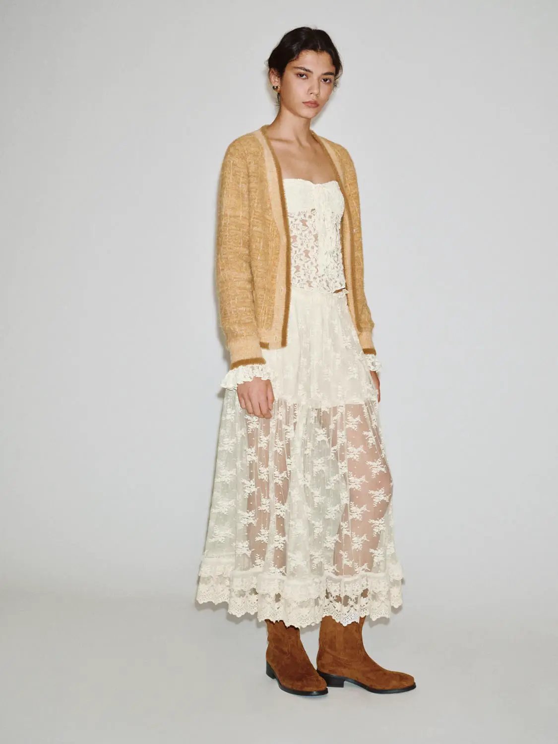 Multicolor Textured Long Sleeve Knit Cardigan