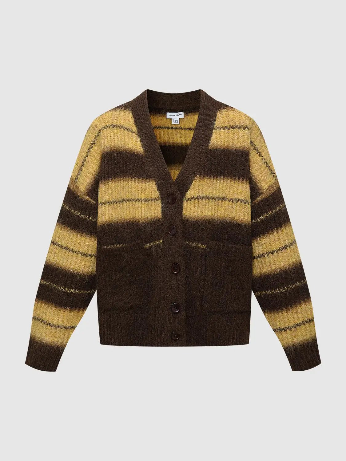 Oversized Long Sleeve Checked Knit Cardigan