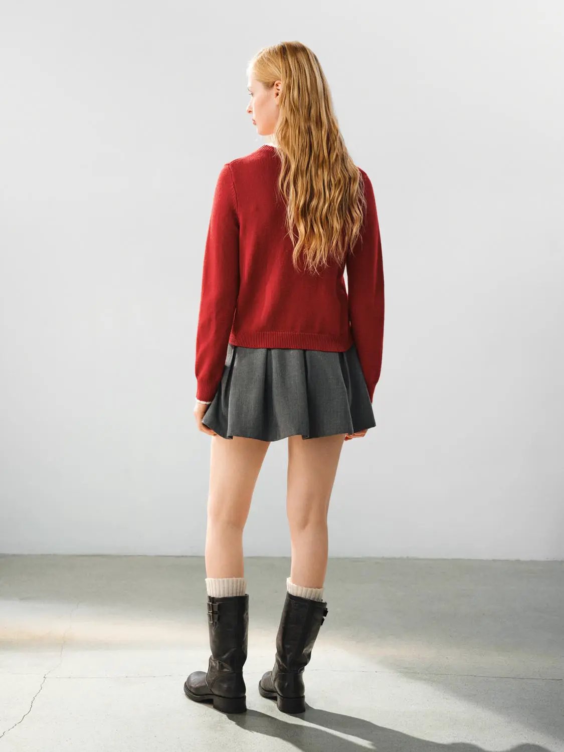 Graphic Crew Neck Long Sleeve Knit Sweater