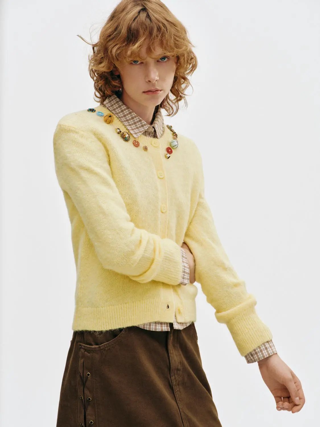 Knitted Bobble Detail Long Sleeve Cardigan