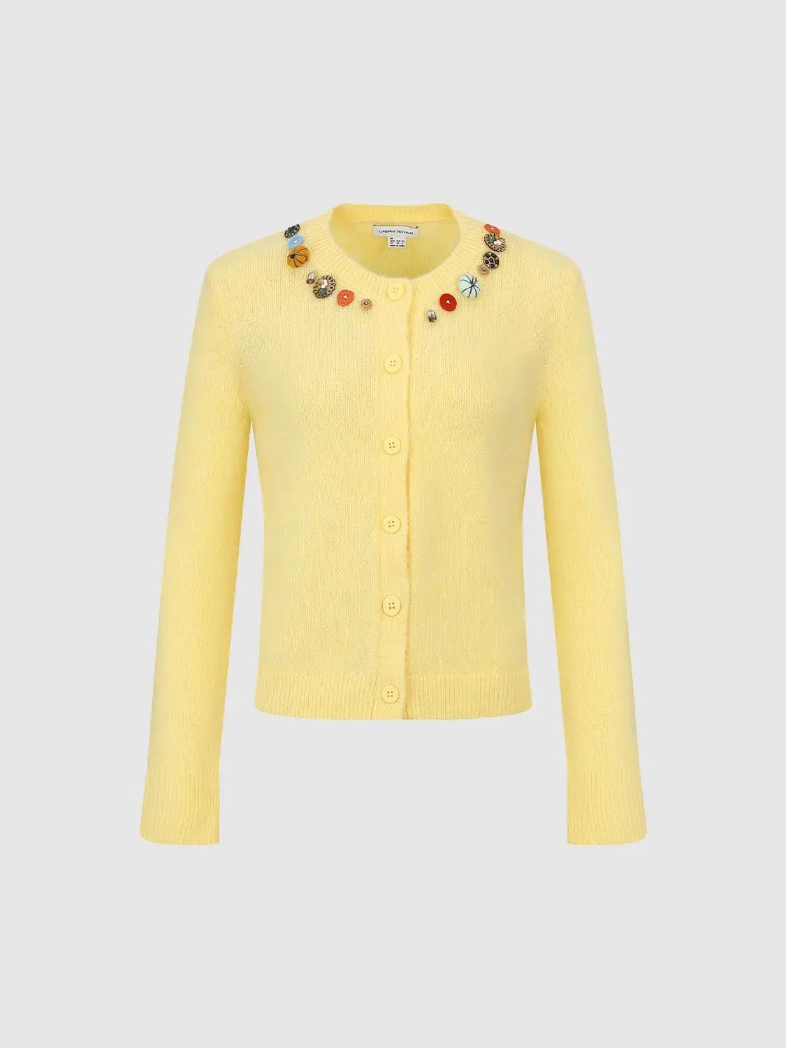Knitted Bobble Detail Long Sleeve Cardigan