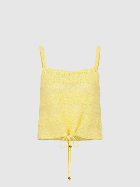 Knitted Tie Hem Cotton Blend Sleeveless Cami Top