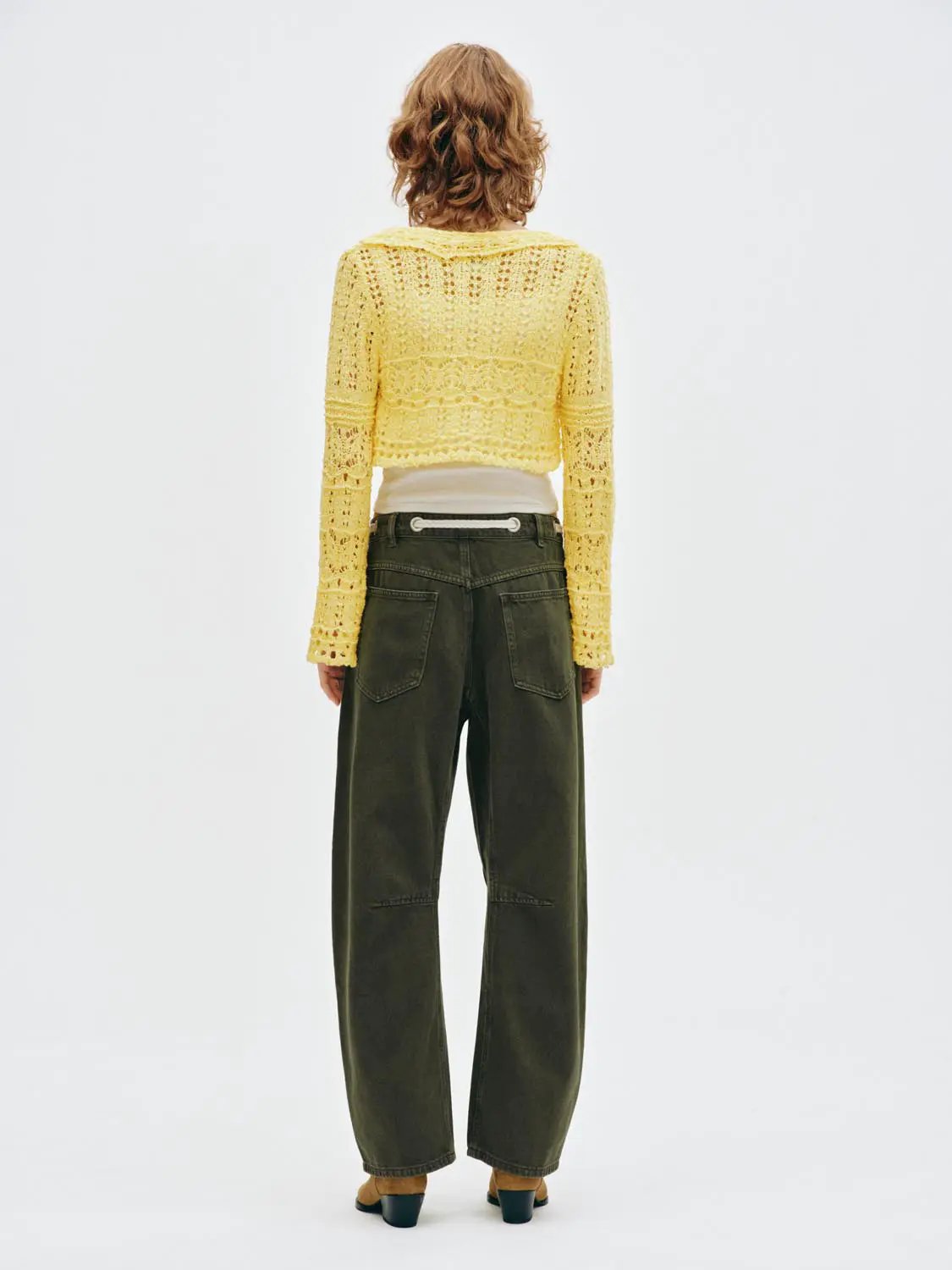 Hollow Out Button Front Long Sleeve Cropped Knit Jacket