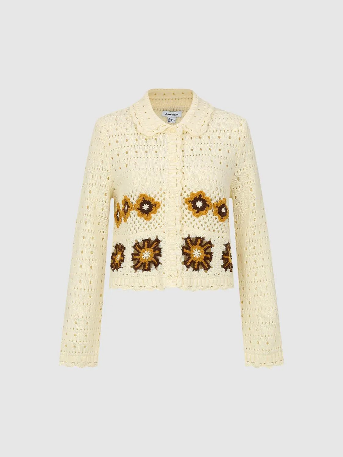 Floral Button Front Long Sleeve Knit Cardigan