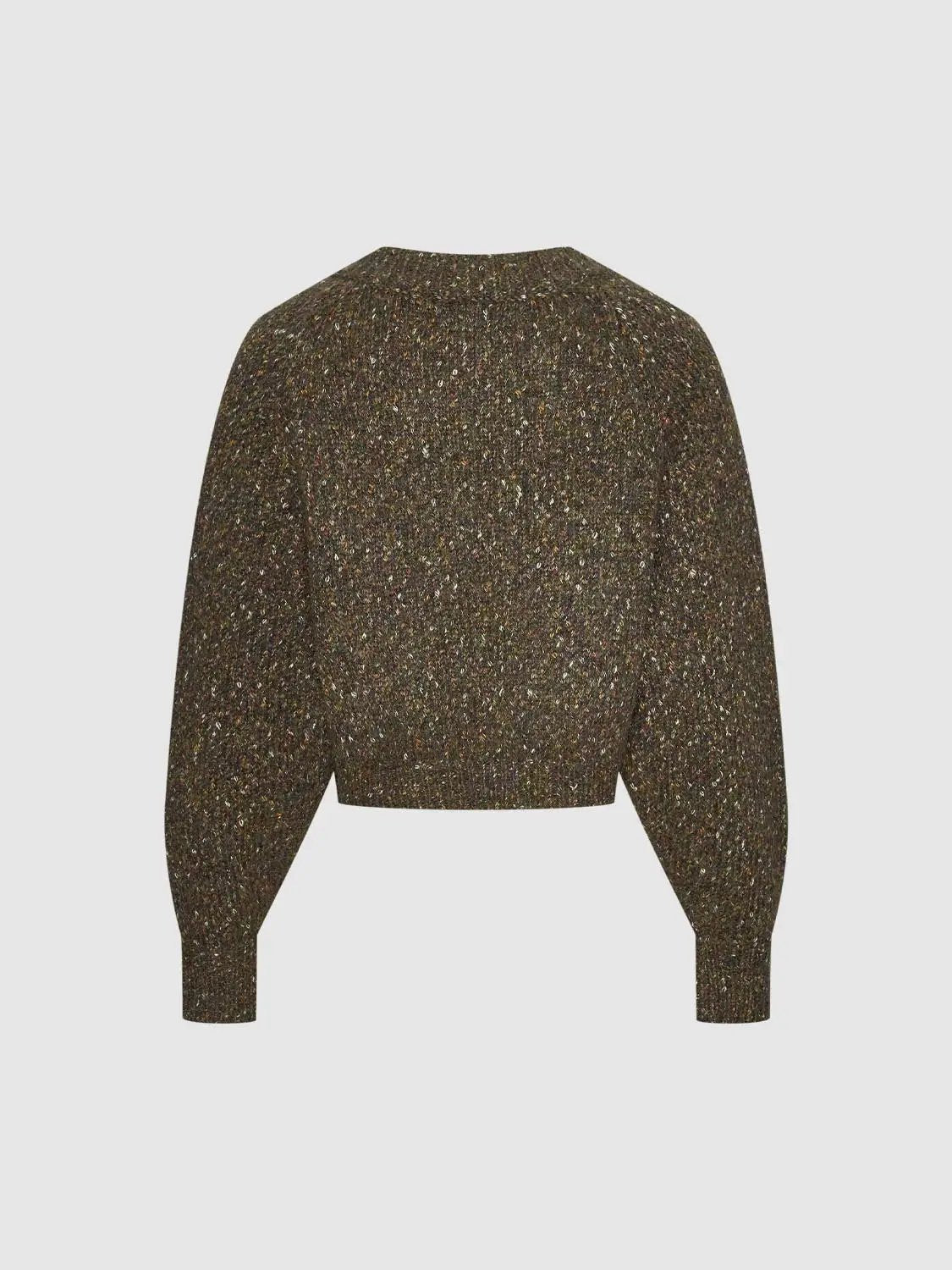 Tie Front Textured Ribbed Crew Neck Long Sleeve Knit Jacket