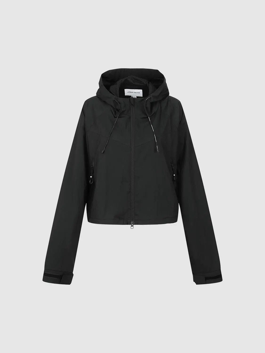 Hooded Long Sleeve Lightweight Cropped Zipper Jacket