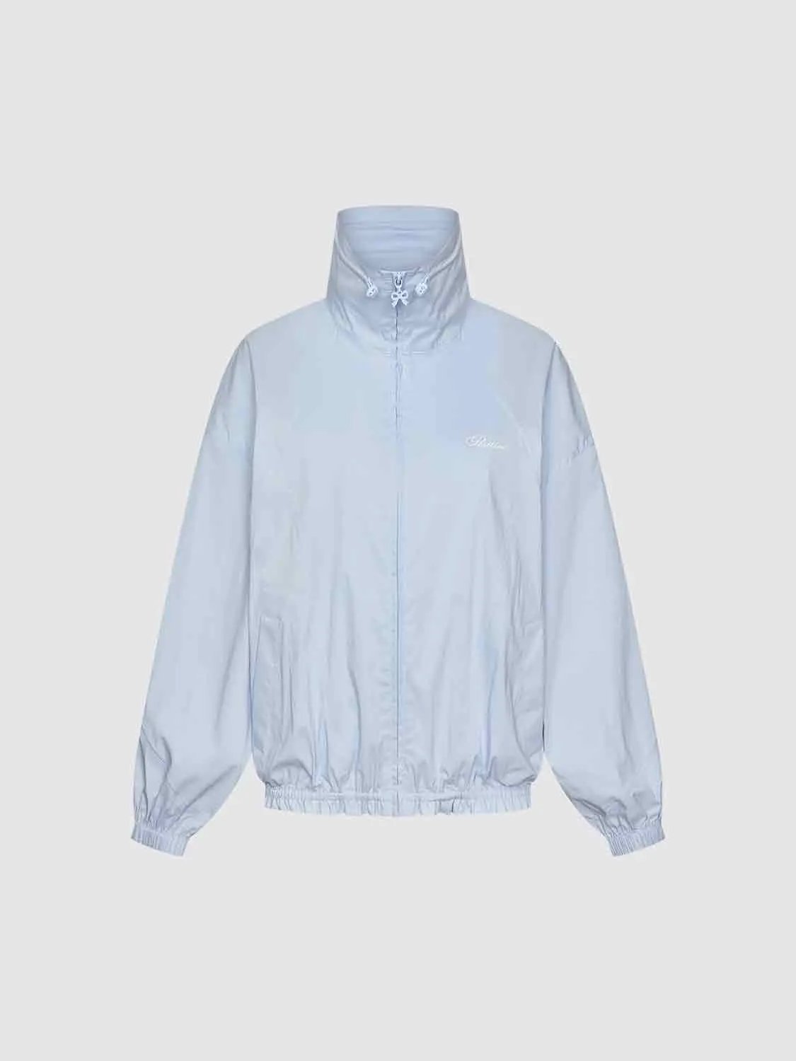 Oversized Shirt Collar Zip Front Cotton Blend Jacket