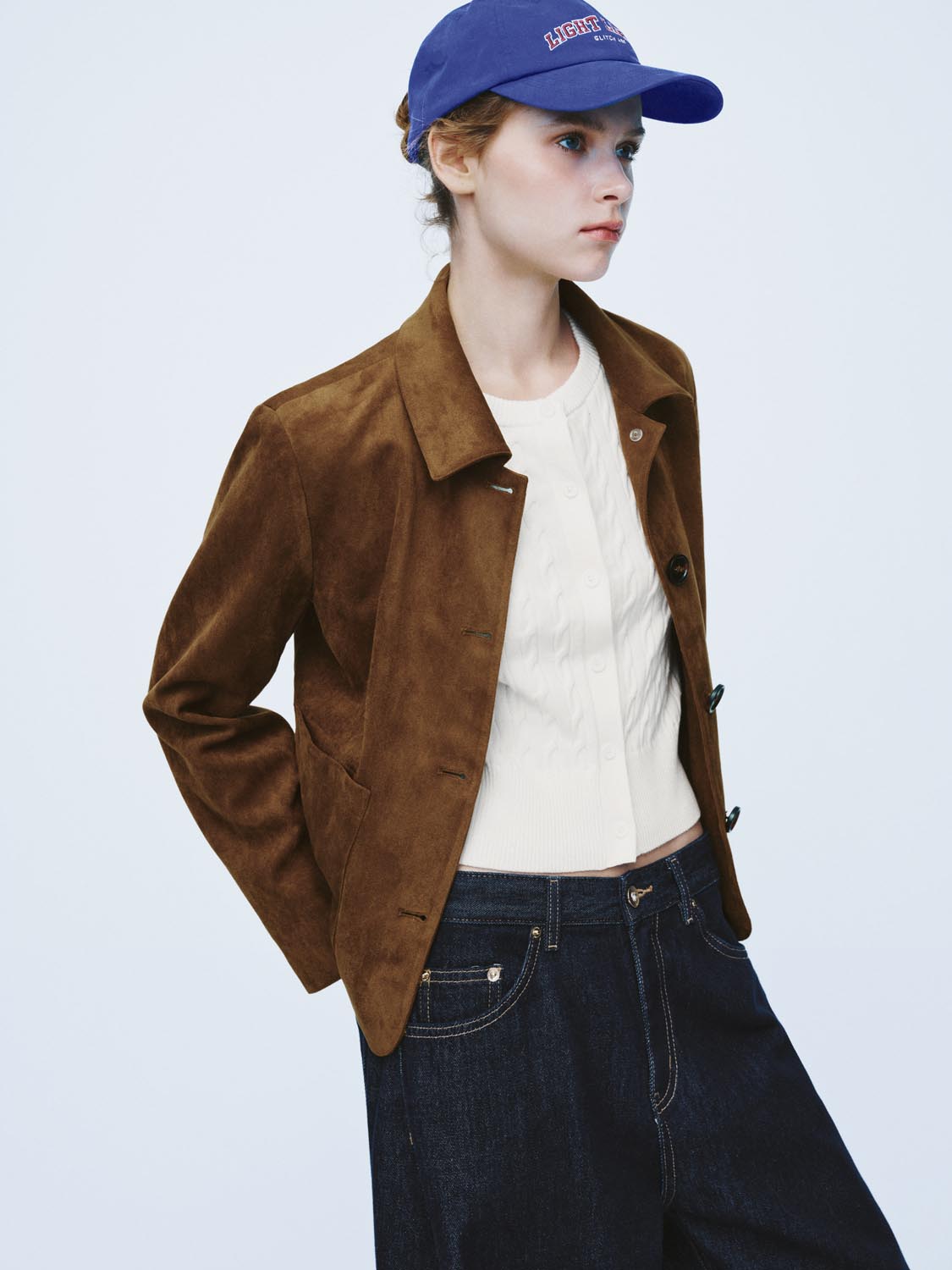 Textured Button Front Long Sleeve Jacket