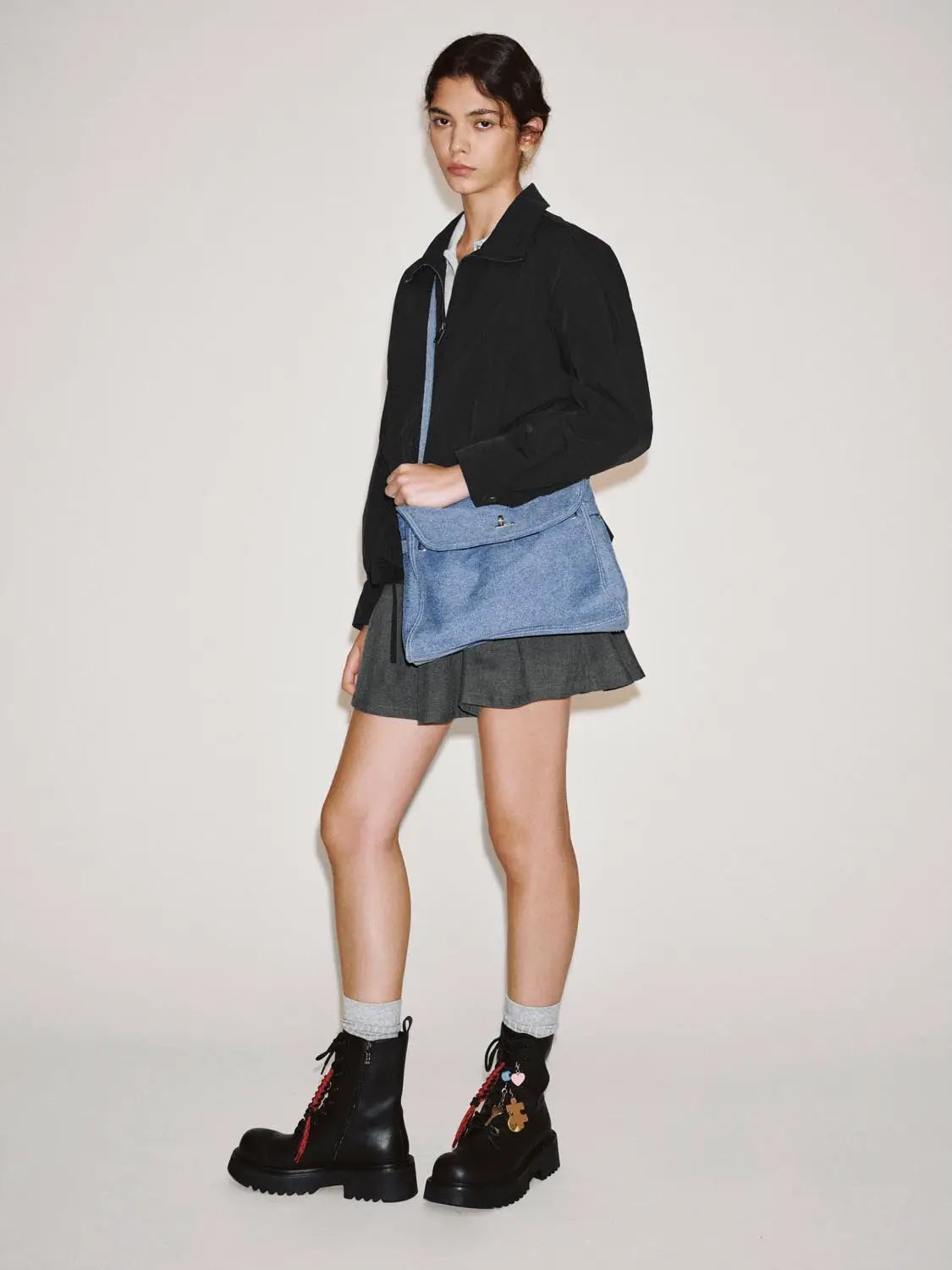 Zip Front Drawstring Ruffle Long Sleeve Jacket