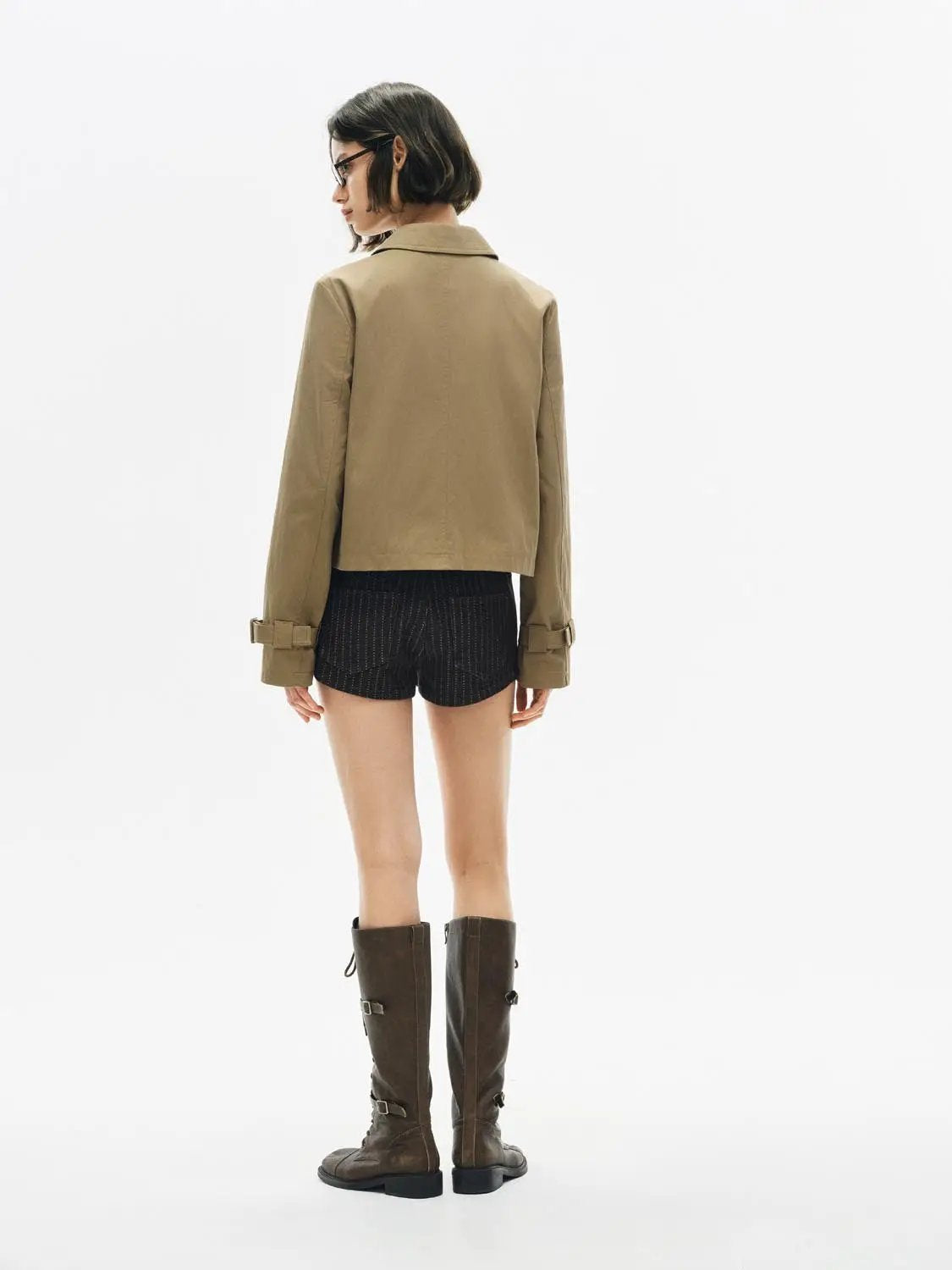 Double Breasted Long Sleeve Cotton Blend Trench Coat