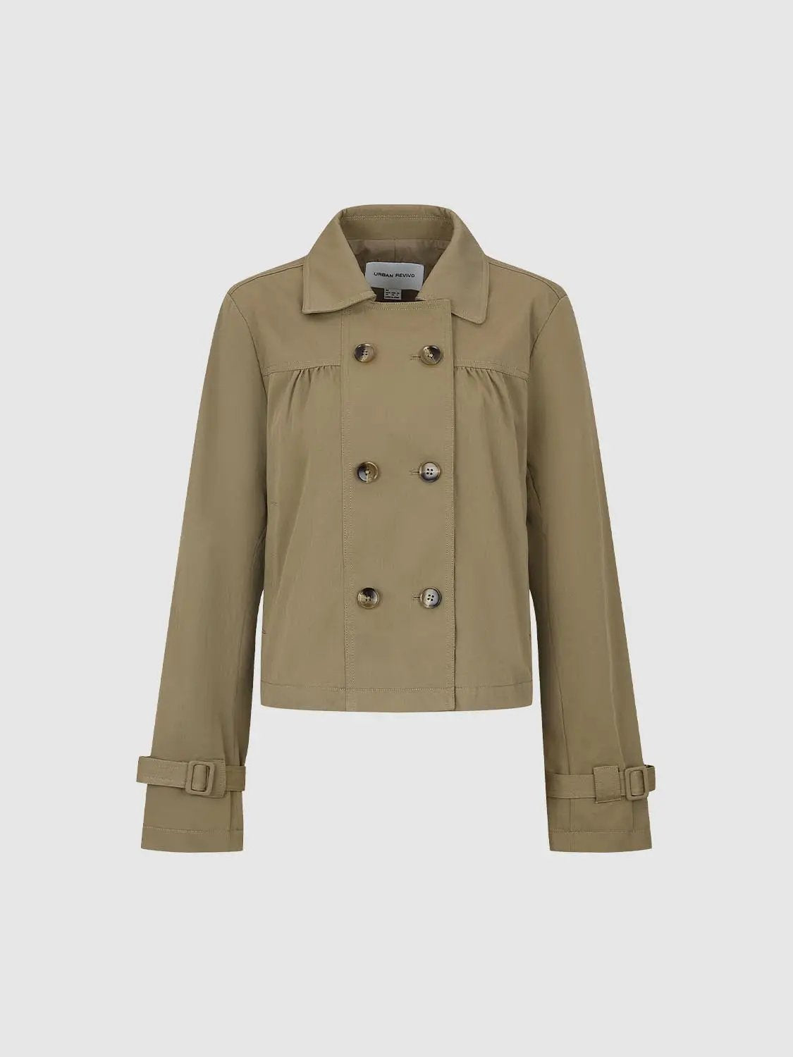 Double Breasted Long Sleeve Cotton Blend Trench Coat