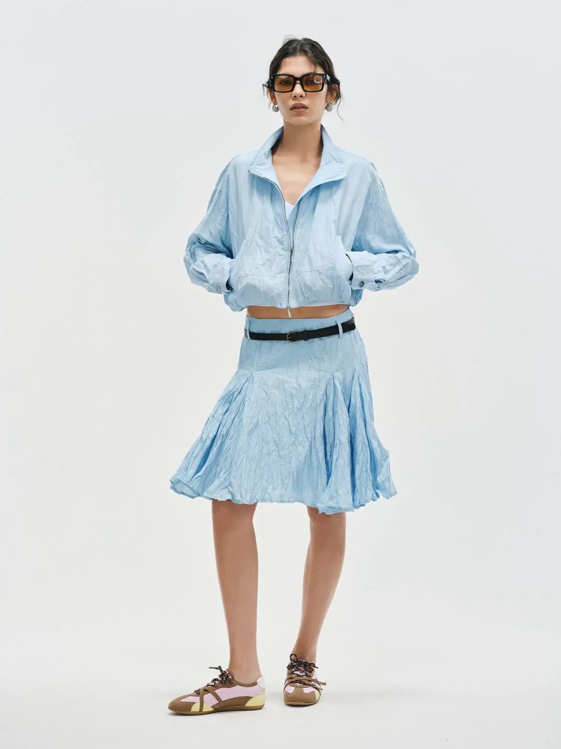 Zip Front Stand Collar Long Sleeve Elasticated Hem Jacket