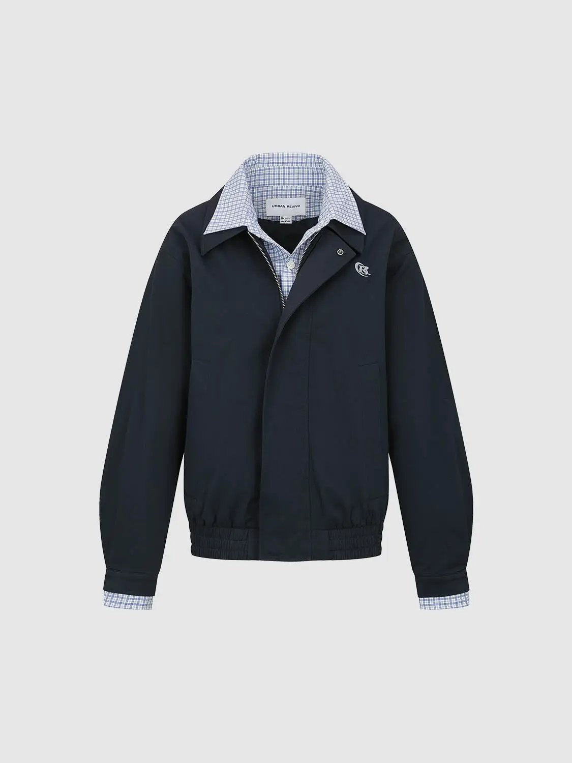 Checked Shirt Collar Cotton Long Sleeve Jacket